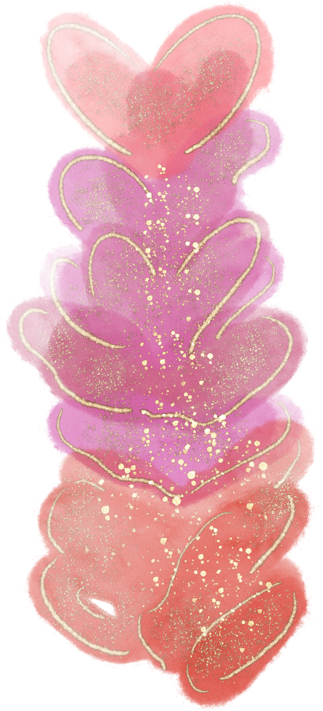 Red purple and pink flower with gold lines