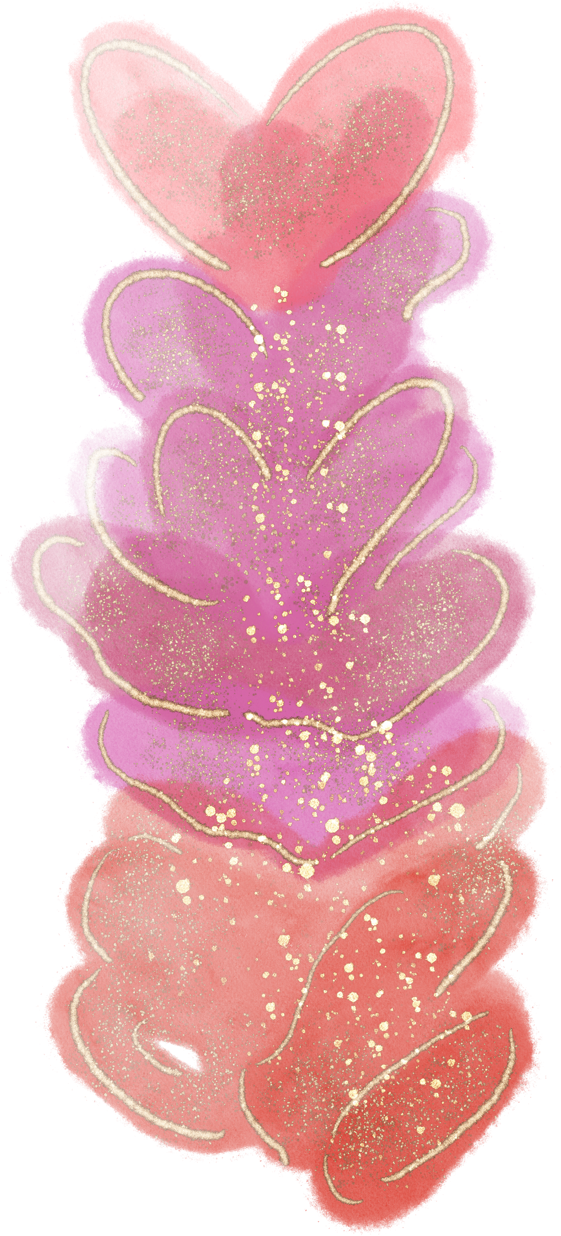 Red purple and pink flower with gold lines